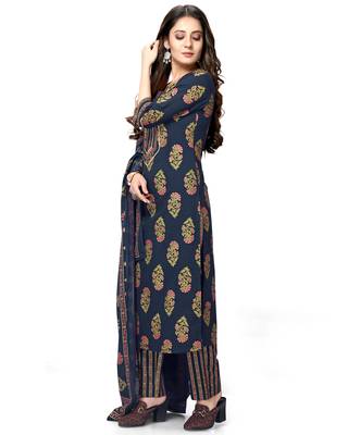 Navy-blue printed cotton ethnic-kurtis 5