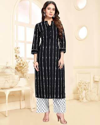 Black printed cotton ethnic-kurtis 1