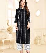 Black printed cotton ethnic-kurtis