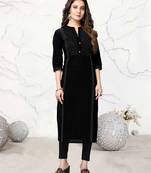 Black printed cotton ethnic-kurtis