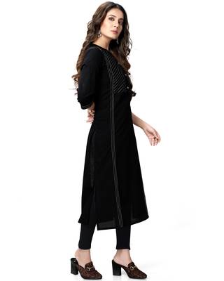 Black printed cotton ethnic-kurtis 4