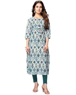 White printed cotton ethnic-kurtis 2