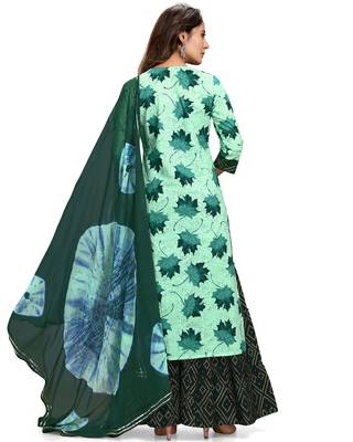 Light-green printed cotton ethnic-kurtis 3