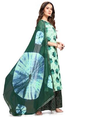Light-green printed cotton ethnic-kurtis 4