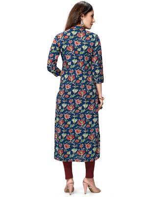 Navy-blue printed cotton ethnic-kurtis 3