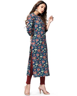 Navy-blue printed cotton ethnic-kurtis 4