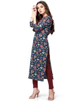 Navy-blue printed cotton ethnic-kurtis 5