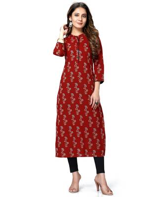 Maroon printed cotton ethnic-kurtis 2