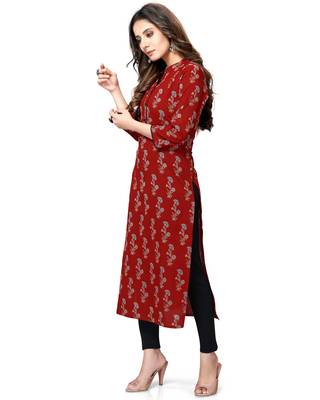Maroon printed cotton ethnic-kurtis 5