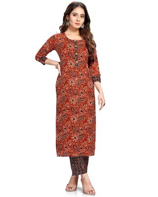 Maroon printed cotton ethnic-kurtis 2