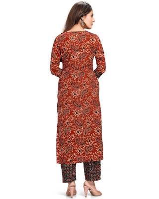 Maroon printed cotton ethnic-kurtis 3