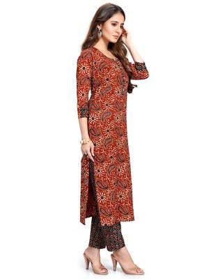 Maroon printed cotton ethnic-kurtis 4