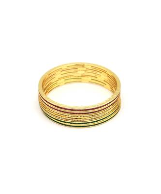 Beautiful Cz Ad Studded Gold Plated Traditional Red Green White American Diamond Bangles Set For Women 4
