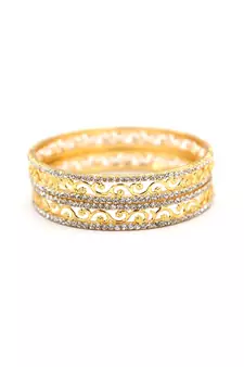 Set of 2 Bangles and Bracelets with American Diamonds