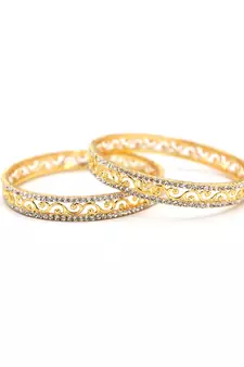 Set of 2 Bangles and Bracelets with American Diamonds