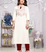 Off-white
 printed cotton ethnic-kurtis