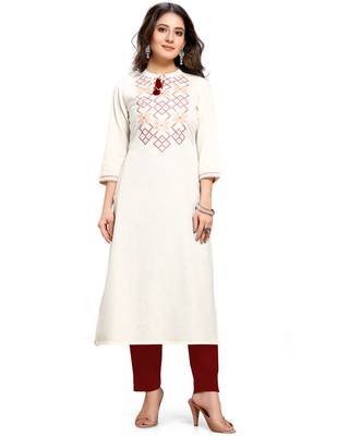 Off-white
 printed cotton ethnic-kurtis 2