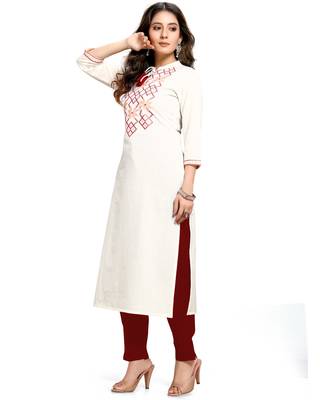 Off-white
 printed cotton ethnic-kurtis 5