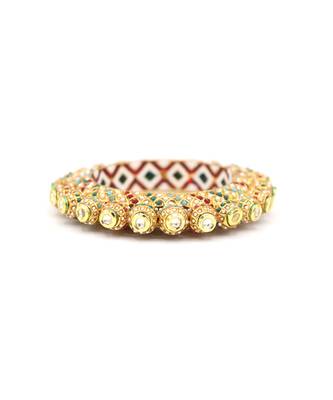 Multicolor Gold Plated Brass Handmade Jadau Kundan Meenatraditional Bangle For Women And Girls 6