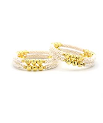 Set Of Two White Pearl Bangles 4