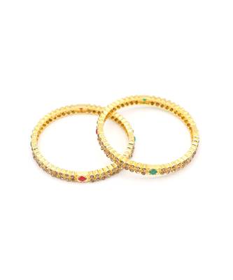 Gold Plated  With Stone Studded Bangles Set of 2 For Women's 4
