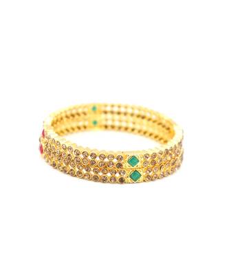 Gold Plated  With Stone Studded Bangles Set of 2 For Women's 5
