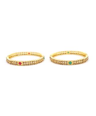 Gold Plated  With Stone Studded Bangles Set of 2 For Women's 6