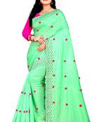 Zoya Silk heavy hotfix permanent machine diamond work with pom pom pasting work in saree with Blouse