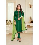 Green & Parrot Green Jam Silk Embroidered Dress Material