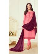 Pink & Magenta Jam Silk Embroidered Dress Material