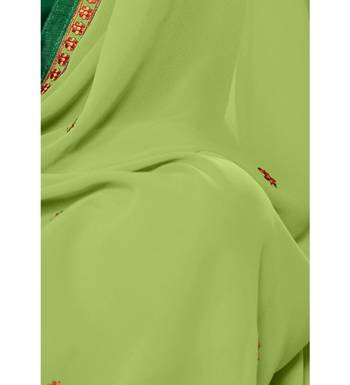 Green & Parrot Green Jam Silk Embroidered Dress Material 5