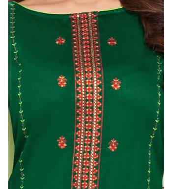 Green & Parrot Green Jam Silk Embroidered Dress Material 6