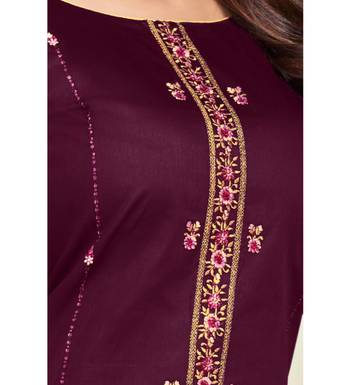 Magenta & Pink Jam Silk Embroidered Dress Material 6