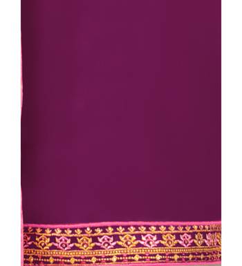 Magenta & Pink Satin Georgette Embroidered Dress Material 4