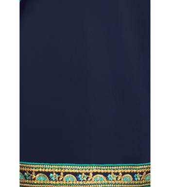 Navy Blue & Teal Satin Georgette Embroidered Dress Material 4