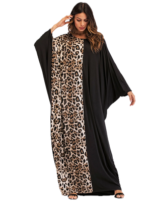 JSDC Long Animal Printed Organic Jersey Fabric Women Abaya 4