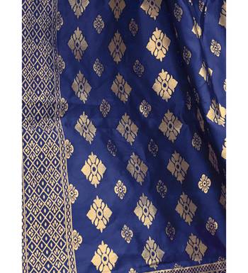 Sea Green & Blue Satin Georgette Embroidered Dress Material 5