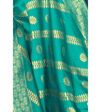 Navy Blue & Teal Satin Georgette Embroidered Dress Material 5