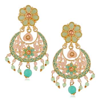 Green crystal earrings 1