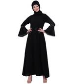 Casual A-line abaya with bell sleeves- Black