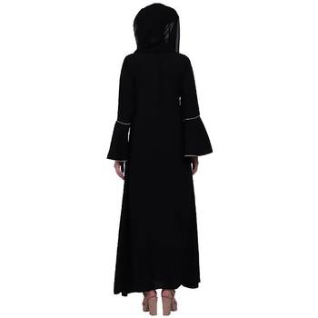 Casual A-line abaya with bell sleeves- Black 4