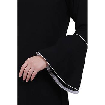 Casual A-line abaya with bell sleeves- Black 5