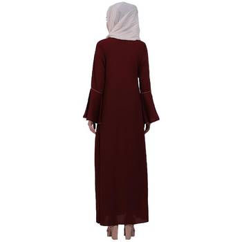 Casual A-line abaya with bell sleeves- Maroon 5