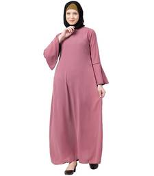 Casual A-line abaya with bell sleeves- Puce Pink