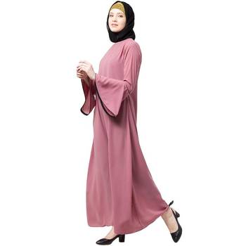 Casual A-line abaya with bell sleeves- Puce Pink 2