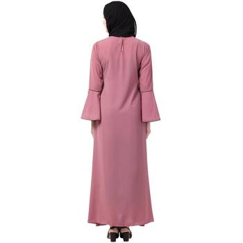 Casual A-line abaya with bell sleeves- Puce Pink 3