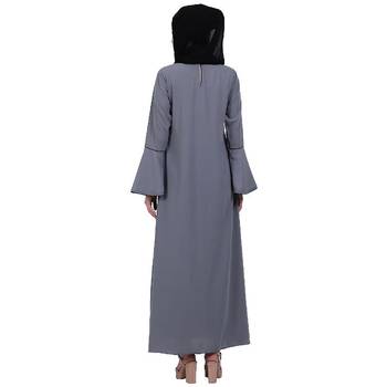 Casual A-line abaya with bell sleeves- Grey 5
