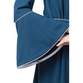 Casual A-line abaya with bell sleeves- Teal Green 2
