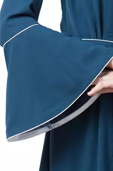 Casual A-line abaya with bell sleeves- Teal Green