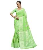 Linen Saree With Silver Zari